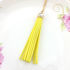 Boho Long Yellow Velvet Tassel Necklace Gold Plating Suede Tassel Pendant Necklace Fashion Women Long Necklace - 64 Corp