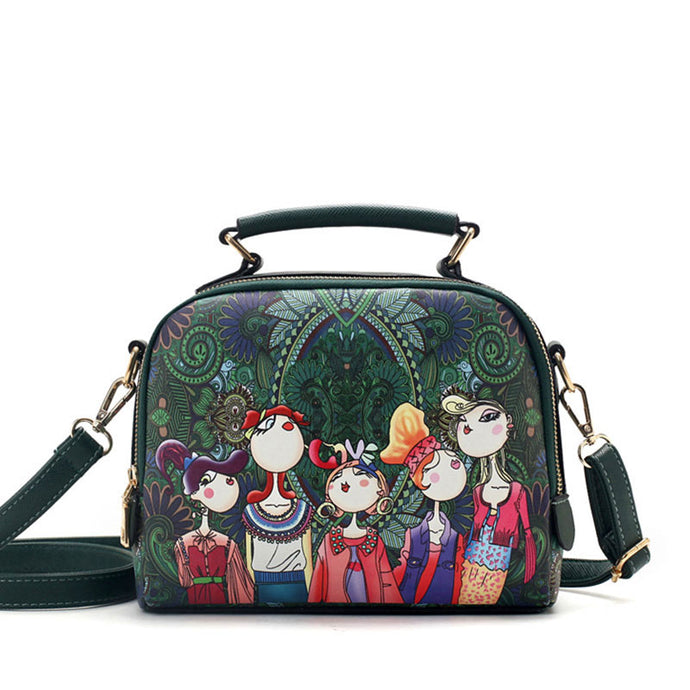 Green Cartoon Shoulder Handbag - 64 Corp