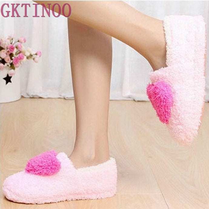 Retail!!! Lovely Ladies Home Floor Soft Women indoor Slippers Outsole Cotton-Padded Shoes Female Cashmere Warm Casual Shoes - 64 Corp