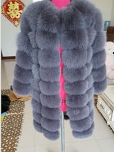 Real fur 2017 fox fur vest is 90 cm long coat sleeves design women free shipping