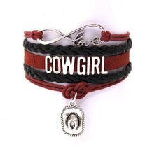 10pcs/lot Infinity Love girls Bracelets Cowgirl Bracelet  Sports Suede pu Leather Cheer Bracelets for women R001- Drop Shipping - 64 Corp