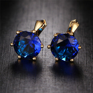 17KM New Fashion Statement bijoux 7 Color Vintage Punk Silver Color Crystal Flower Stud Earrings for Women Wedding Love Earring - 64 Corp