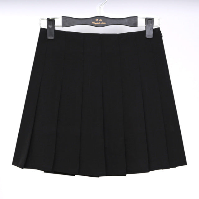 2017 High Waist Lolita Denim Pleated skirts Harajuku girls A-line Mini Sailor Skirt Large Size Japanese school uniform Skirts - 64 Corp