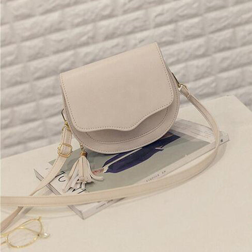 Yogodlns Fashion Preppy Style Circular Shoulder Bags for Women Tassel Female Messenger Bag Girl's Small Saddle Crossbody Bag - 64 Corp