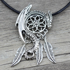 Anslow Dream Guardian Dream Catcher Pendant Necklace Feather Tassel Boho Bohemian Women Necklace Choker Jewelry Viking Charm - 64 Corp