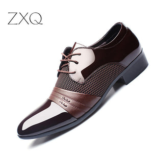 ZXQ Men Dress Shoes Plus Size 38-47 Men Business Flat Shoes Black Brown Breathable Low Top Men Formal Office Shoes - 64 Corp