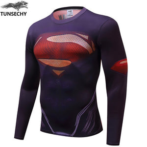 Autumn Winter Superhero Superman/Batman/Spiderman Men Long Sleeve T Shirt Compression Tights Tops  T-shirt - 64 Corp