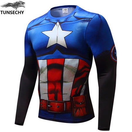 Men's T-shirts Spider Superhero Compression Tights Long Sleeve