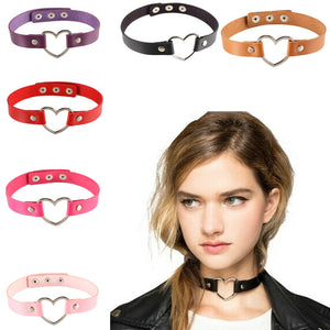 Women Lady Punk Goth Harajuku Grunge Leather Rivet Heart Collar Choker Statement Necklace Jewelry 14 Color - 64 Corp