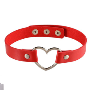 Women Lady Punk Goth Harajuku Grunge Leather Rivet Heart Collar Choker Statement Necklace Jewelry 14 Color - 64 Corp