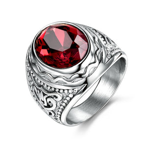 MOLIAM Retro Gothic Cool Male Rings with Red Stone Stainless Steel Ring For Men Fashion Jewelry MLBR162 - 64 Corp