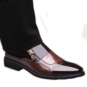 NPEZKGC New Spring Fashion Oxford Business Men Shoes Genuine Leather High Quality Soft Casual Breathable Men's Flats Zip Shoes - 64 Corp