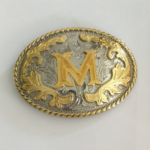 Retail 6 Different New Style Western Men Golden Initial Letter Belt Buckle A B J M W Z With Oval Metal Cowboy Belt Head Jewelry - 64 Corp