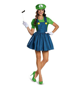 Halloween Super Mario Luigi Bros Costume Women Sexy Dress Plumber Costume Adult Mario Bros Cosplay Costume Fancy Dress