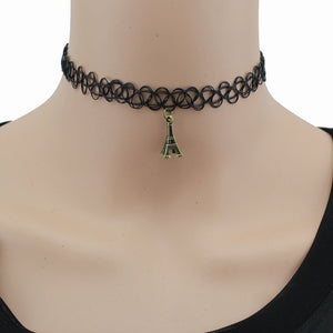 2017 New Vintage Stretch Tattoo Choker Necklace Gothic Punk Grunge Henna Elastic With Pendant Necklaces DY000 - 64 Corp