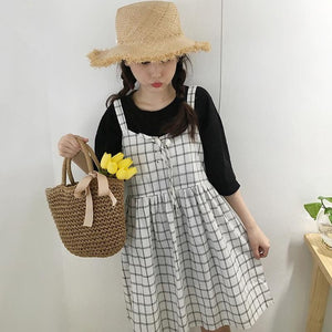 Summer Preppy Style Cute Loose Casual Plaid Simple - 64 Corp