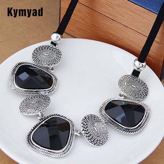 Kymyad Vintage Choker Statement Necklace Women Bijoux Rope Chain Resin Geometric Necklaces & Pendants Big Chunky Necklaces - 64 Corp