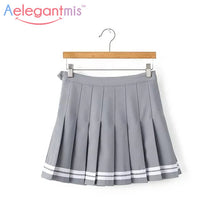 Aelegantmis Sweet Pleated Skirt Women Preppy Style Mini High Waist Skirt Girls Vintage Black White Cute School Uniforms Skirts - 64 Corp