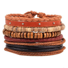 ZOSHI Vintage Tribal Bohemian Wood Beads Bracelet Boho Bracelet Cuff Men Leather Braclet Femme Male Wrist Band Handmade Jewelry - 64 Corp