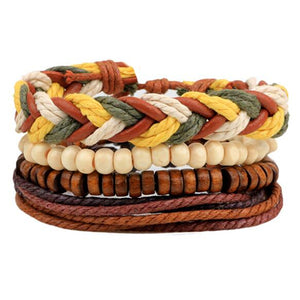ZOSHI Vintage Tribal Bohemian Wood Beads Bracelet Boho Bracelet Cuff Men Leather Braclet Femme Male Wrist Band Handmade Jewelry - 64 Corp