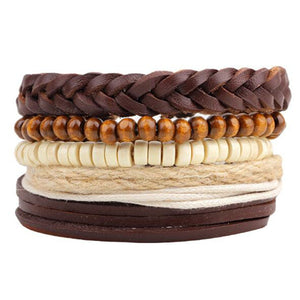 ZOSHI Vintage Tribal Bohemian Wood Beads Bracelet Boho Bracelet Cuff Men Leather Braclet Femme Male Wrist Band Handmade Jewelry - 64 Corp
