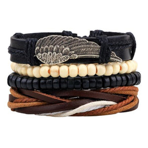 ZOSHI Vintage Tribal Bohemian Wood Beads Bracelet Boho Bracelet Cuff Men Leather Braclet Femme Male Wrist Band Handmade Jewelry - 64 Corp
