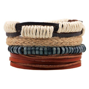 ZOSHI Vintage Tribal Bohemian Wood Beads Bracelet Boho Bracelet Cuff Men Leather Braclet Femme Male Wrist Band Handmade Jewelry - 64 Corp