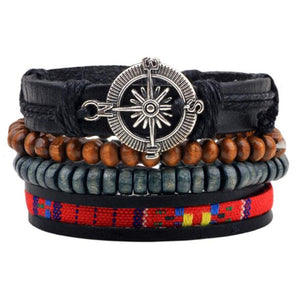 ZOSHI Vintage Tribal Bohemian Wood Beads Bracelet Boho Bracelet Cuff Men Leather Braclet Femme Male Wrist Band Handmade Jewelry - 64 Corp