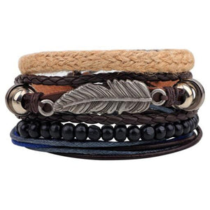 ZOSHI Vintage Tribal Bohemian Wood Beads Bracelet Boho Bracelet Cuff Men Leather Braclet Femme Male Wrist Band Handmade Jewelry - 64 Corp