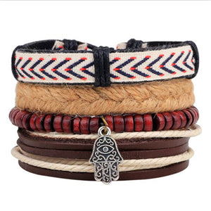 ZOSHI Vintage Tribal Bohemian Wood Beads Bracelet Boho Bracelet Cuff Men Leather Braclet Femme Male Wrist Band Handmade Jewelry - 64 Corp