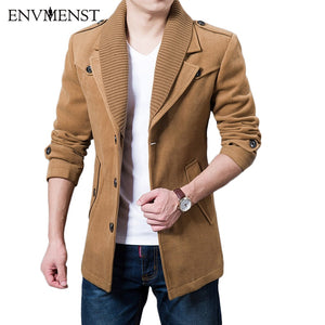 2017 Business Men Casual Warm Coats Size M-3XL High Quality Double Collar Winter Trench Coat Thicken Man Fashion Windbeaker