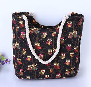 Wegogo Women Handbag Vintage Boho Colorful Canvas Bags Casual Travel Big Shoulder Bag Floral Printing Shopping Bag Beach Bags - 64 Corp