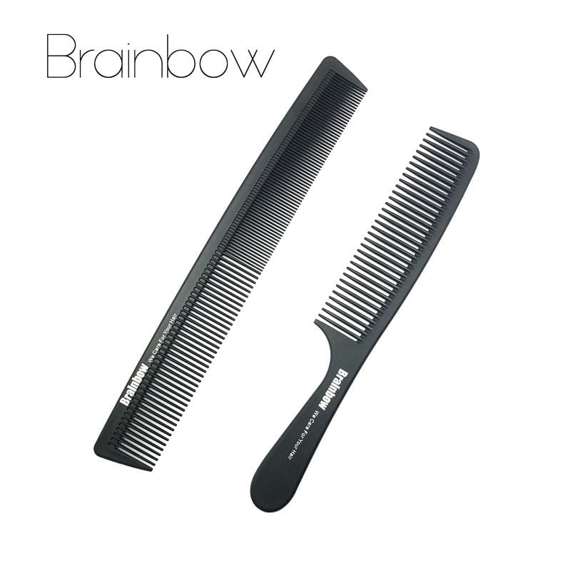 Brainbow 2pc Hair Combs Anti-static Carbon Hair Brushes Pro Salon Hair Styling Tools Hairdressing Hair Care Barbers Handle Brush - 64 Corp
