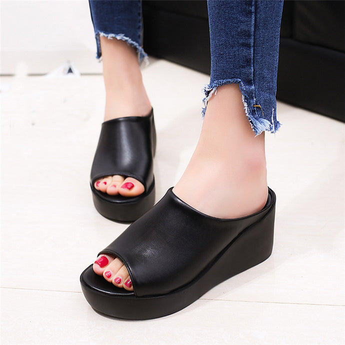 Hot Sale Women Summer Fashion Leisure shoes women platform wedges Fish Mouth Sandals Thick Bottom Slippers g072 - 64 Corp