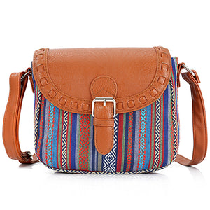 2017 Vintage Fabric Boho Aztec Tribal Female Handbag Women Crossbody Bag Ladies Shoulder Bag with PU Leather Messenger Bag - 64 Corp