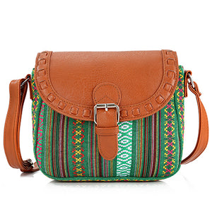 2017 Vintage Fabric Boho Aztec Tribal Female Handbag Women Crossbody Bag Ladies Shoulder Bag with PU Leather Messenger Bag - 64 Corp