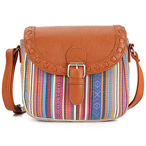 2017 Vintage Fabric Boho Aztec Tribal Female Handbag Women Crossbody Bag Ladies Shoulder Bag with PU Leather Messenger Bag - 64 Corp