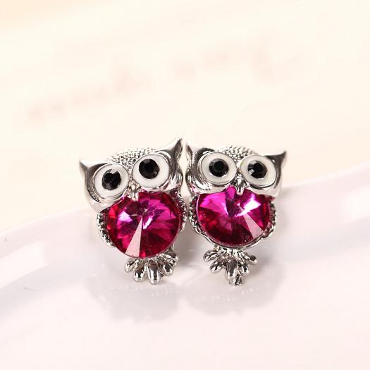 H:HYDE Brand Jewelry Crystal Owl Stud Earrings For Women Vintage 11 Colors Animal Statement Earrings Brincos oorbellen - 64 Corp