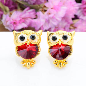 H:HYDE Brand Jewelry Crystal Owl Stud Earrings For Women Vintage 11 Colors Animal Statement Earrings Brincos oorbellen - 64 Corp