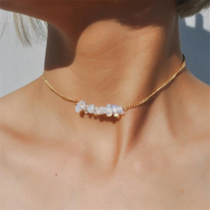 Chic Multicolor Opal Stone Choker Necklaces Fashion Gold Color Chain Crystal Necklace for Women Jewelry Short Chockers Collar - 64 Corp