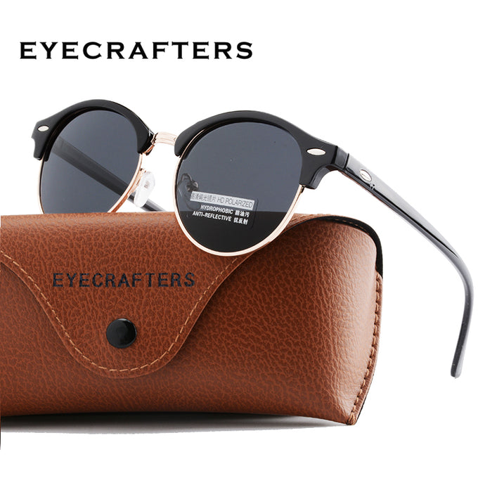 New Polarized Round Sunglasses Mens Womens Brand Designer Club Round Glasses Classic Sun glasses Driving Semi Rimless Eyewear - 64 Corp