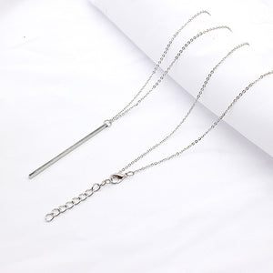 Simple Classic fashion Stick Pendant Necklace Hollow Girl Long Link Chain Square Copper Necklaces long Strip Jewelry for women - 64 Corp