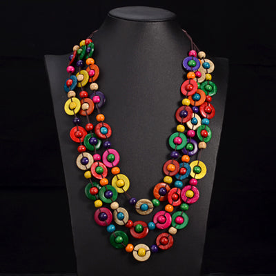 UDDEIN Bohemia Ethnic Necklace & Pendant Multi Layer Beads Jewelry Vintage Statement Long Necklace Women Handmade Wood Jewelry - 64 Corp