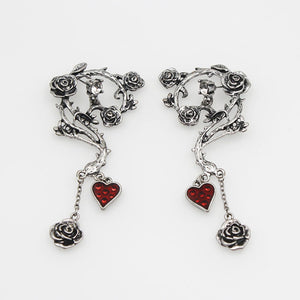 Vintage Women Halloween Gothic Punk Red Heart earrings Jewelry