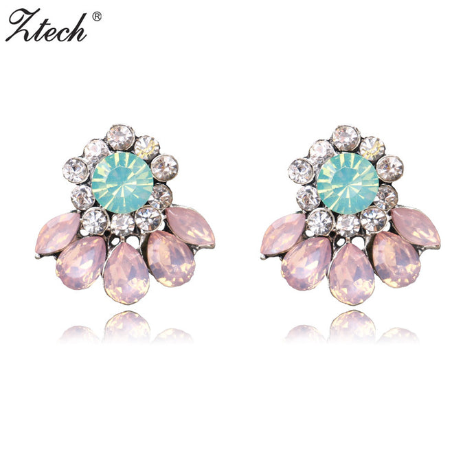 Ztech 2017 Statement Stud Earrings For Women Girl Party Chic Trendy Earring pink Colors Wholesale Price brincos - 64 Corp