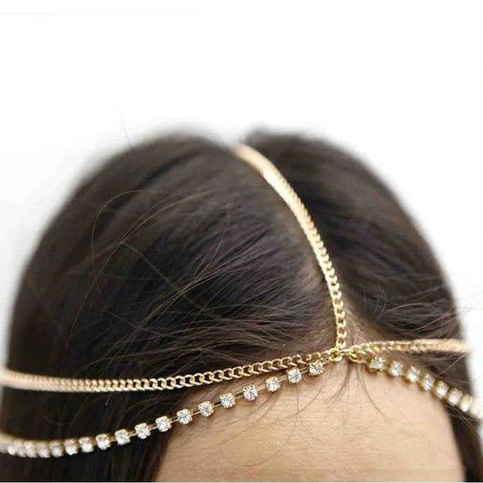 Fashion Women Lady Metal Gold Silver Multilayer Boho Head Chain Headband Headpiece Bridal Wedding Hairstyle Hair Accessories - 64 Corp