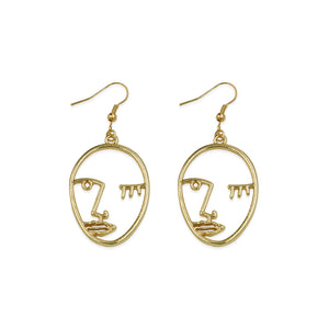 New Arrival Face Alloy Pentdant Earrings for Women Artsy Museum Artworks Organically Shaped Creative Drop Earrings E0181 - 64 Corp
