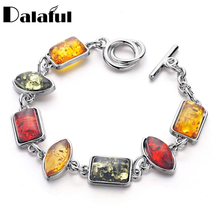 Gracious Baltic Simulated Synthetic Honey Multicolor Chic Link Bracelets & Bangles Bracelets For Women L81301 - 64 Corp