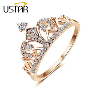 USTAR Princess Crown Rings for women AAA cubic zirconia micro pave setting engagement wedding rings female Anel accessories - 64 Corp
