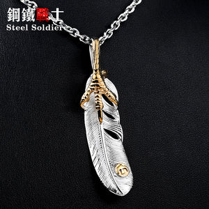 Steel soldier fashion men stainless steel gold eagle claw feather pendant titanium steel gothic style jewelry - 64 Corp